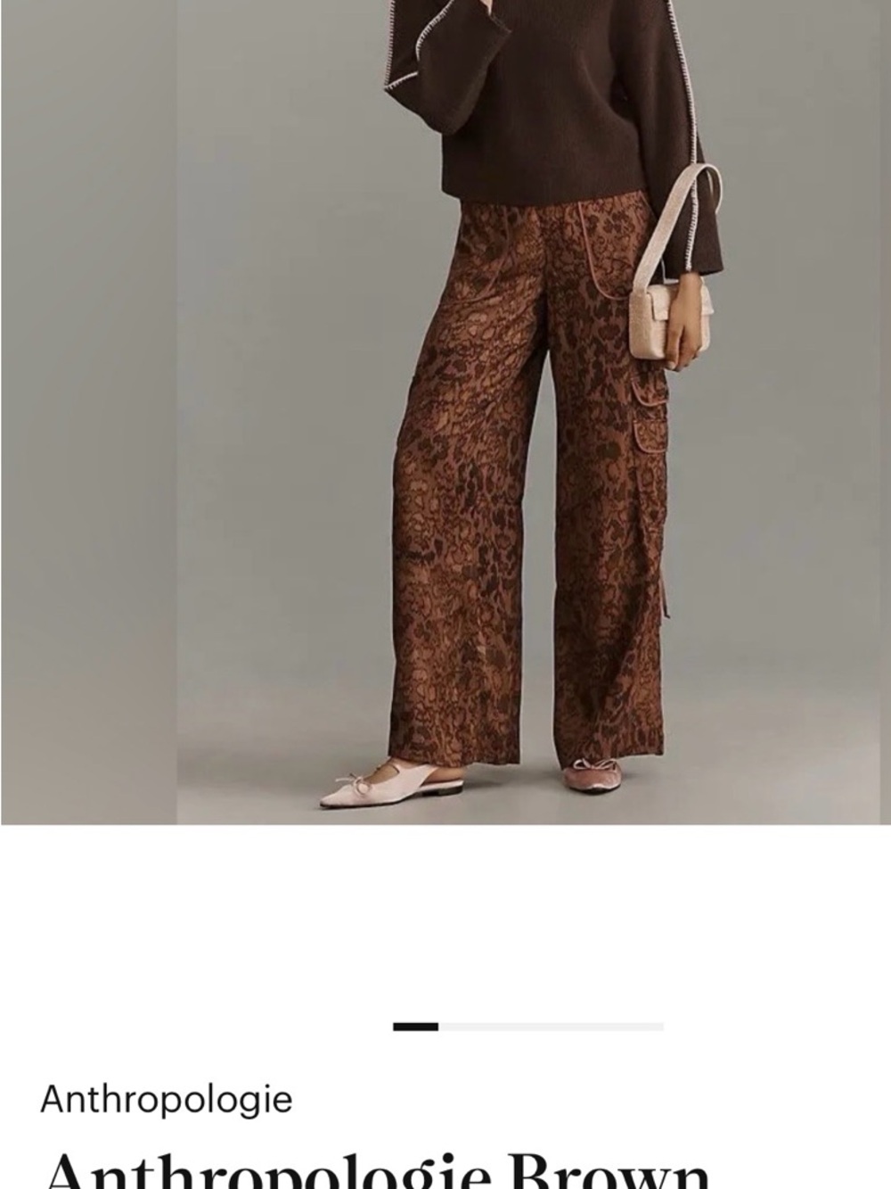 Anthropologie Brown Wide-Leg Animal-Print Pants